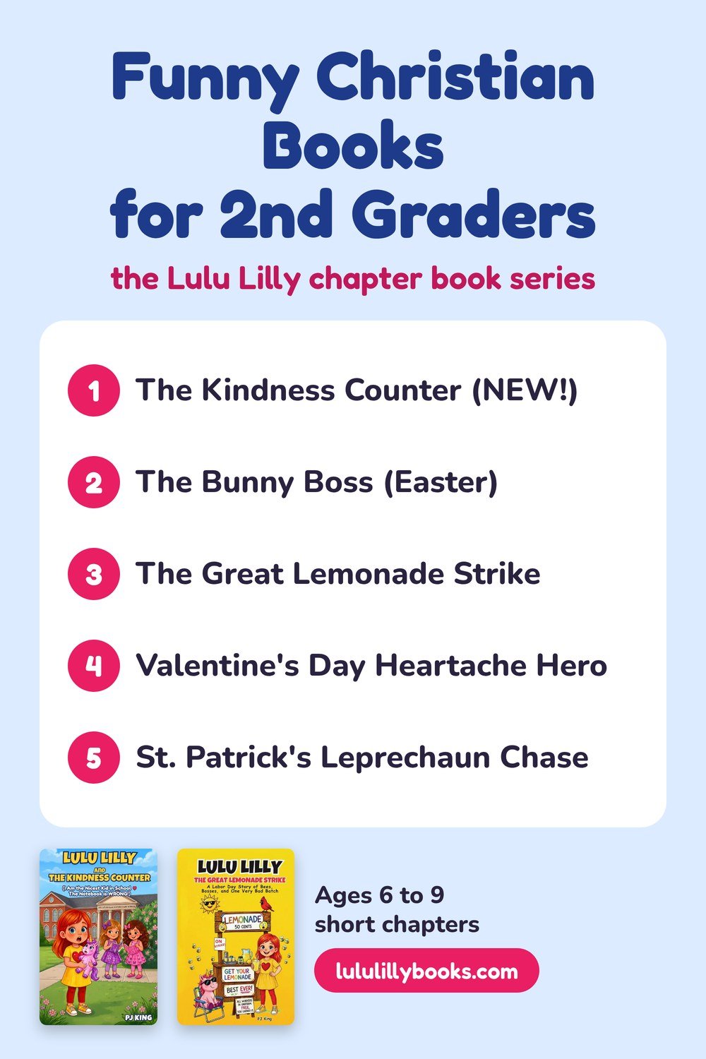 Funny Christian books for 2nd graders, the Lulu Lilly chapter book series