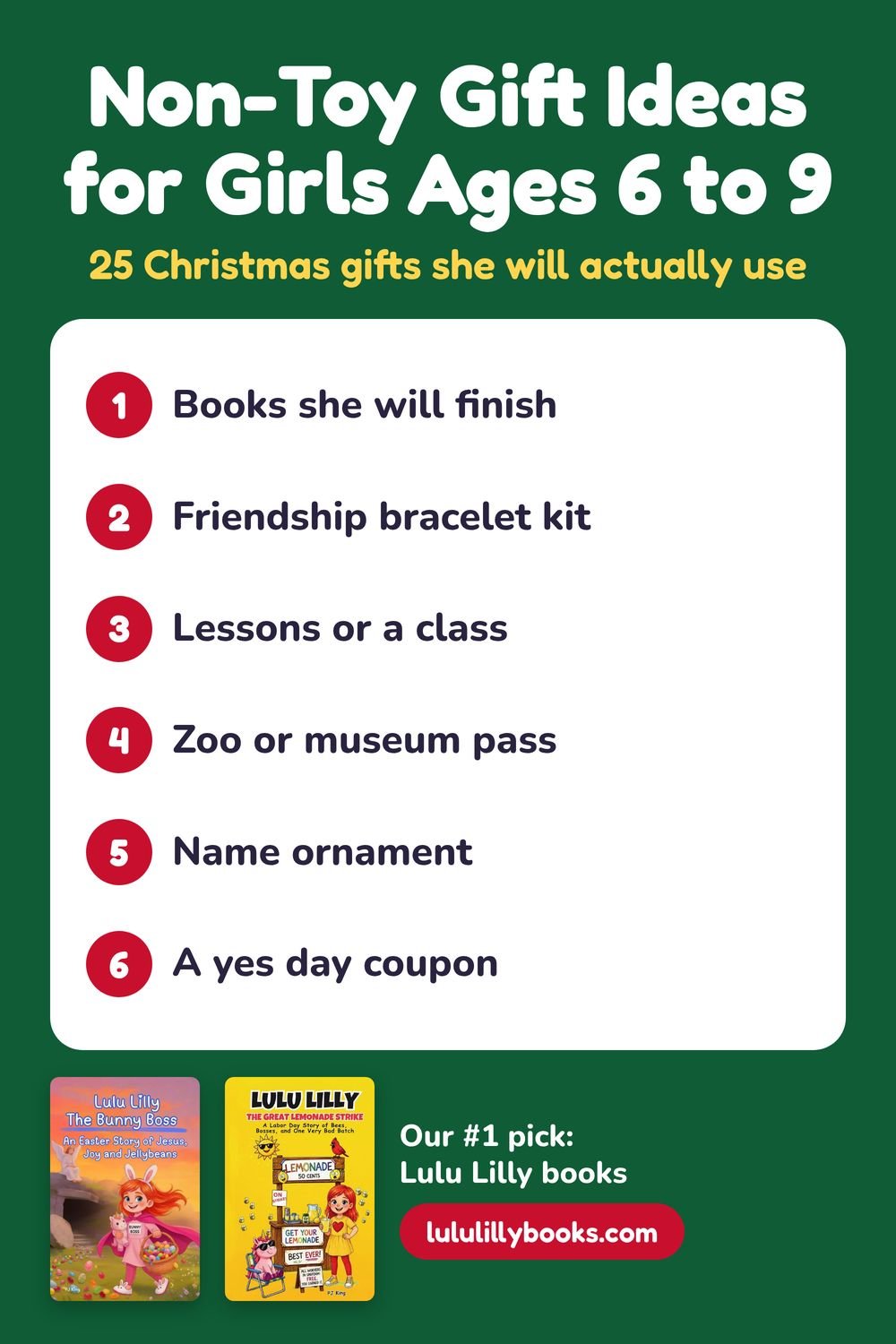 non-toy Christmas gift ideas for girls ages 6 to 9