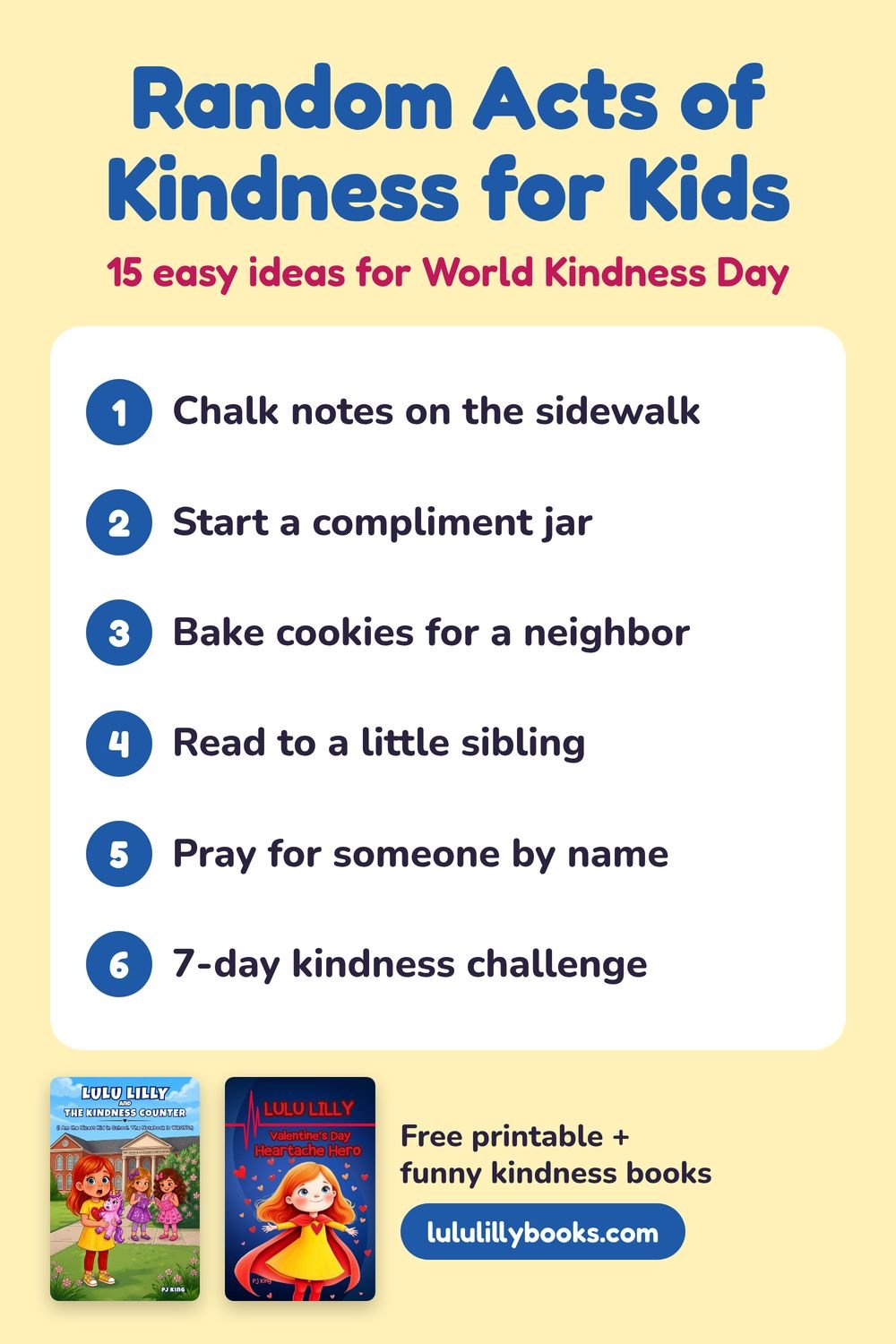 random acts of kindness for kids, 15 easy ideas for World Kindness Day